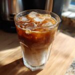 A refreshing glass of Vietnamese Iced Coffee with ice and creamy milk, ready to be enjoyed.