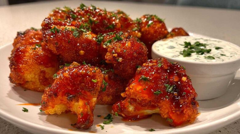 Air Fryer Buffalo Cauliflower Bites with Ranch