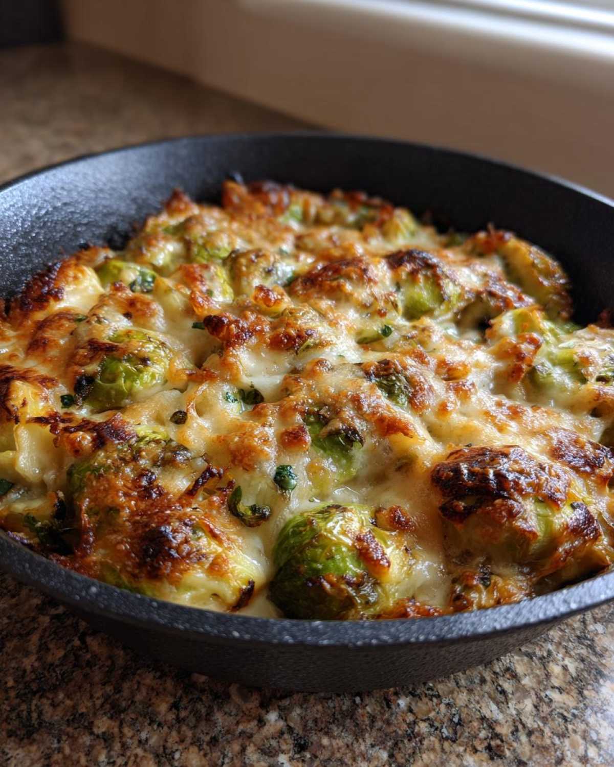 Cheesy Skillet Brussels Sprouts Bake - detail 1