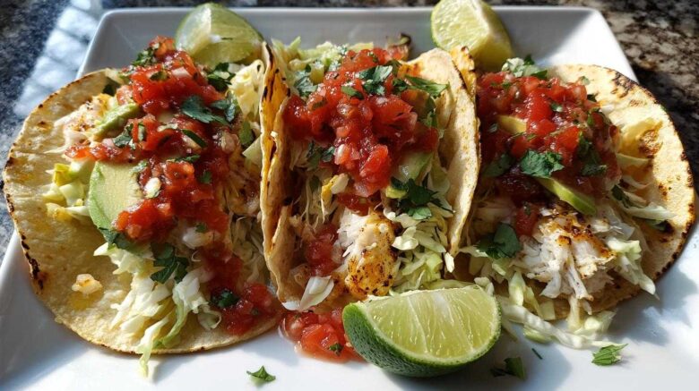 Garlic Lime Grilled Fish Tacos
