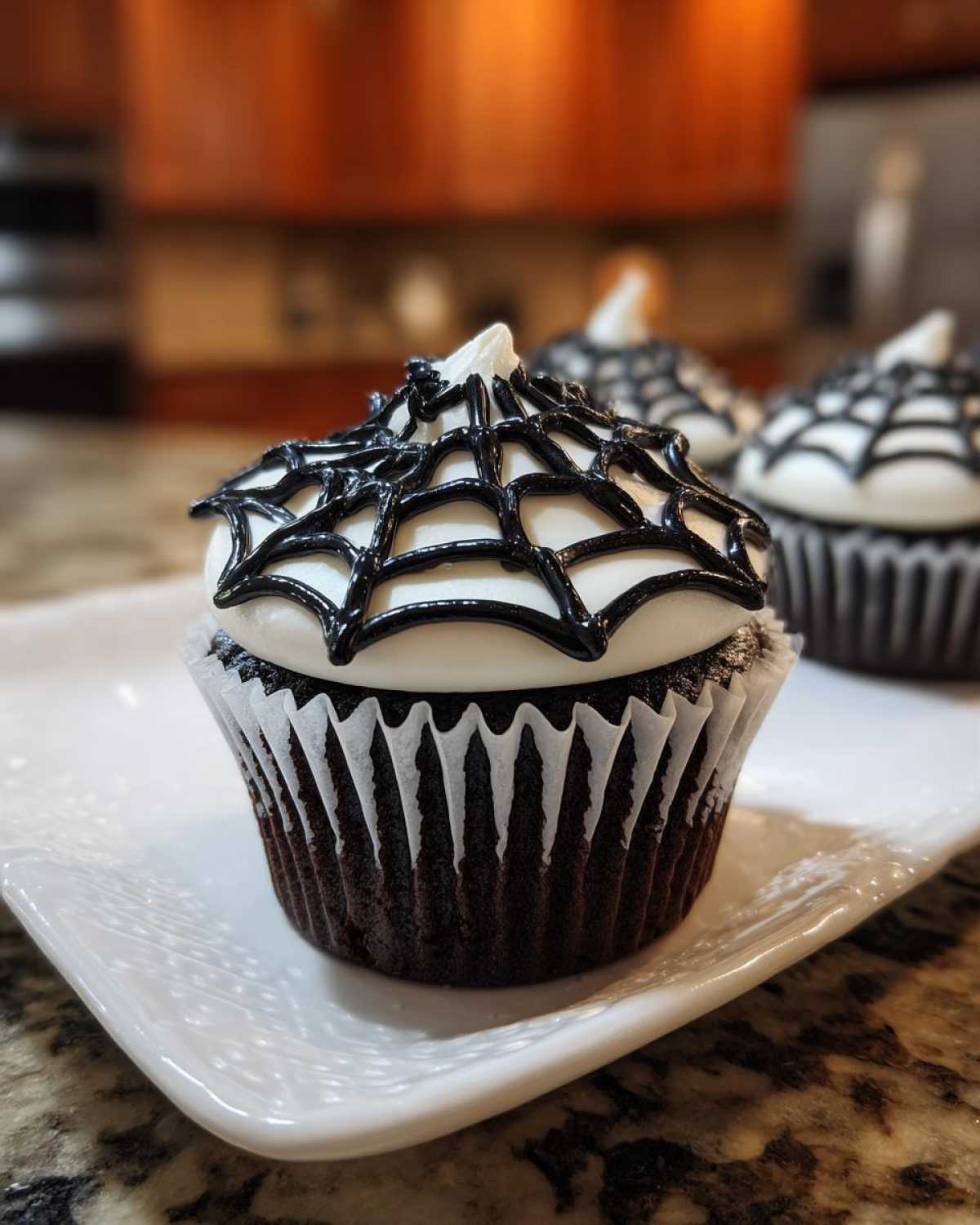 Haunted Halloween Spiderweb Cupcakes - detail 1