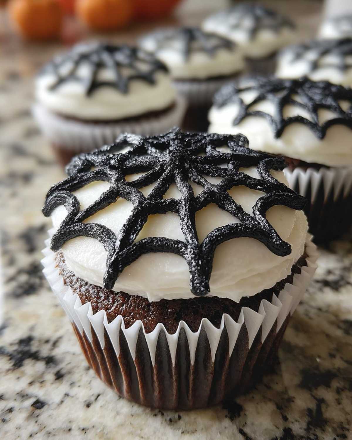 Haunted Halloween Spiderweb Cupcakes - detail 2