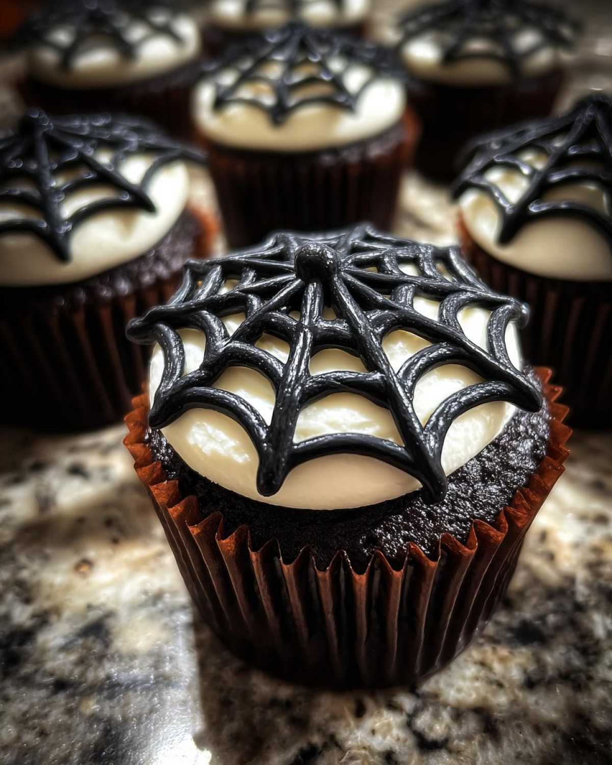 Haunted Halloween Spiderweb Cupcakes - detail 3