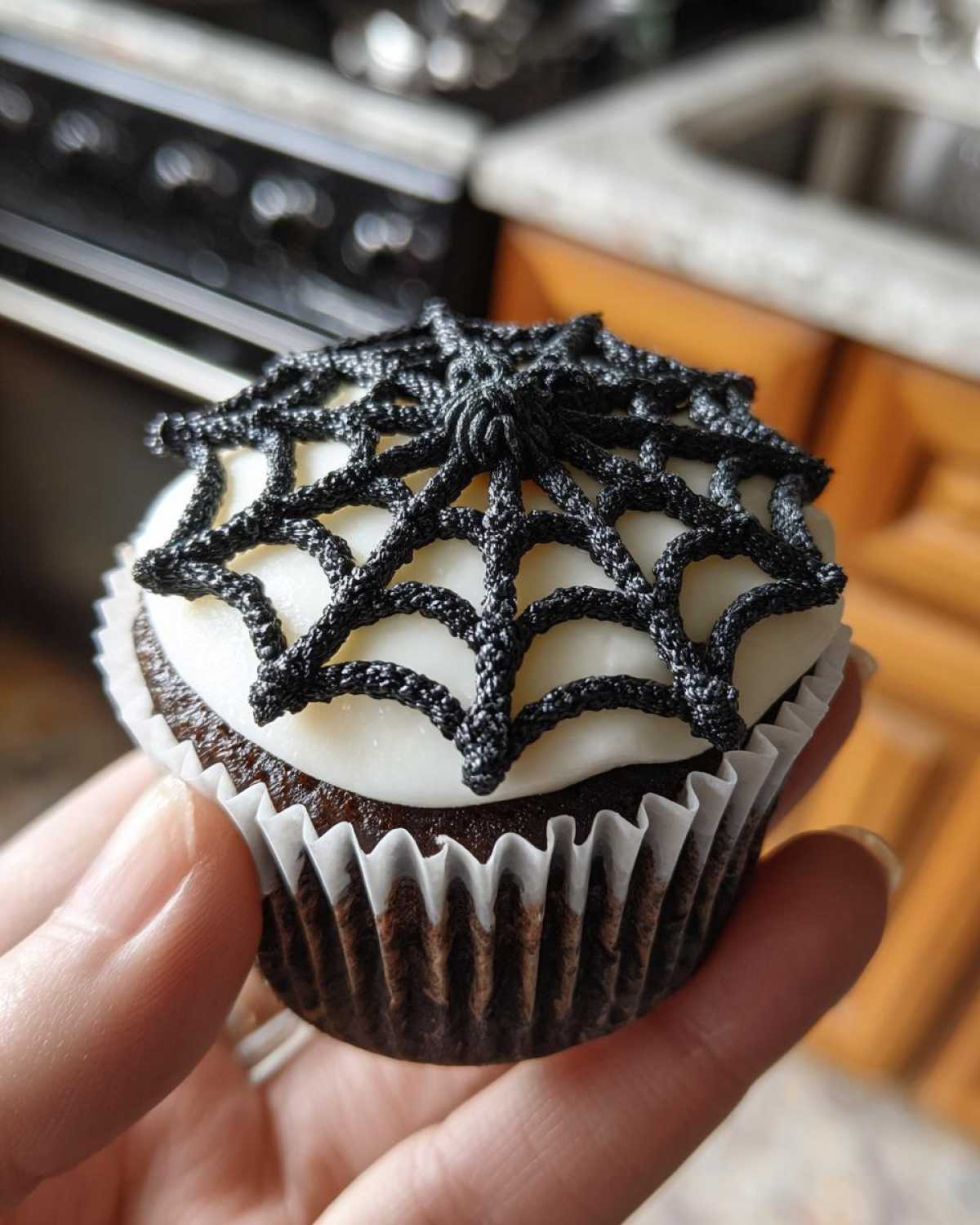 Haunted Halloween Spiderweb Cupcakes - detail 4