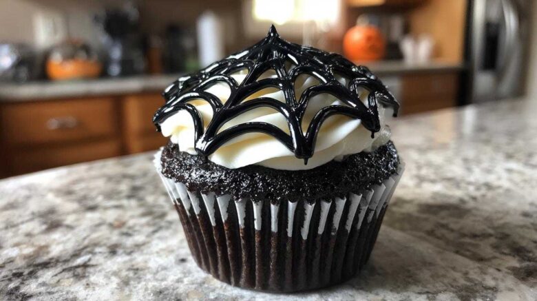 Haunted Halloween Spiderweb Cupcakes
