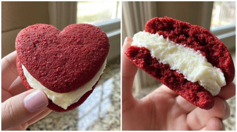 Heart-Shaped Red Velvet Whoopie Pies