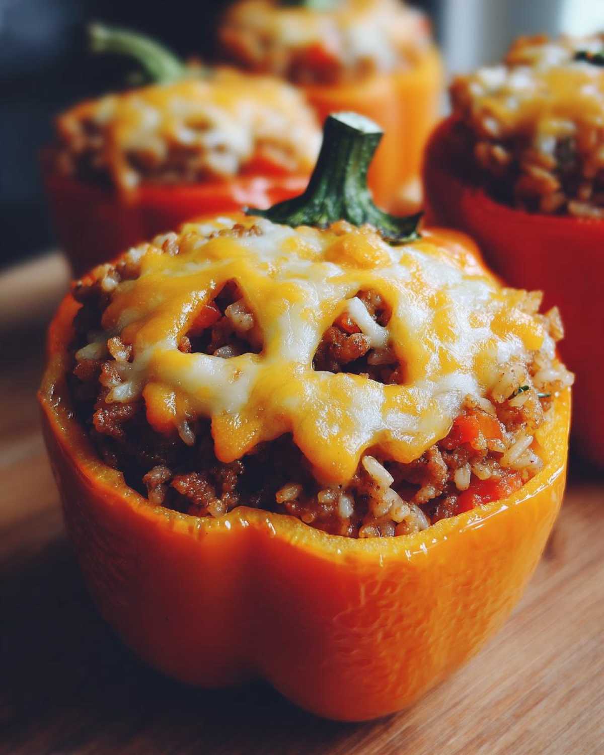 Jack-O'-Lantern Stuffed Peppers - detail 1
