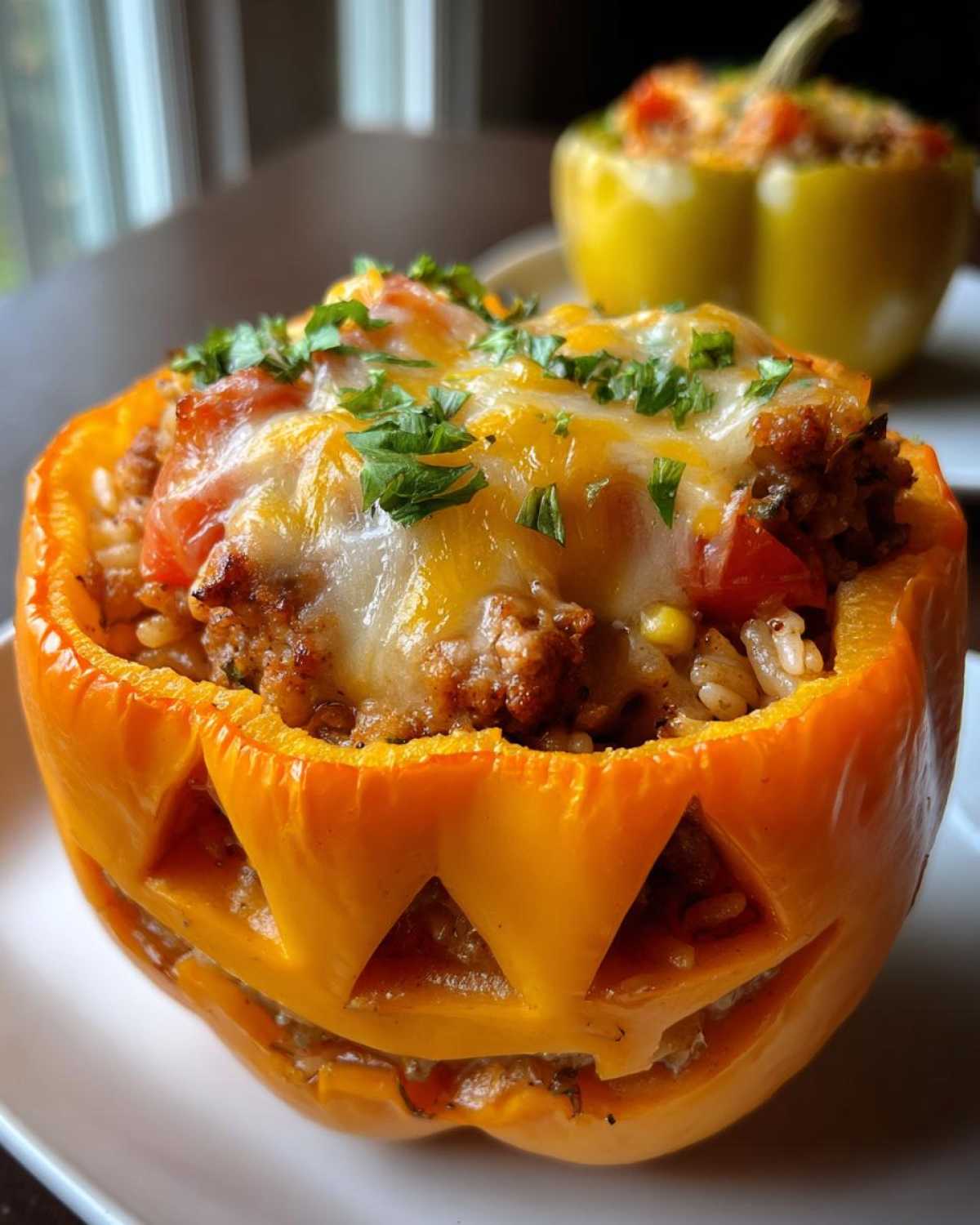 Jack-O'-Lantern Stuffed Peppers - detail 2