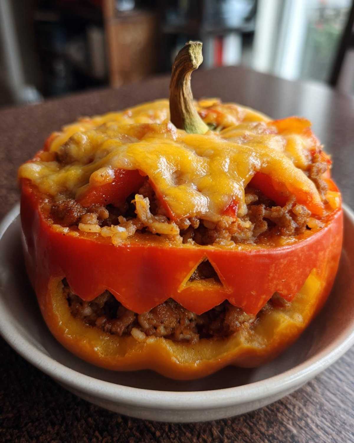 Jack-O'-Lantern Stuffed Peppers - detail 4