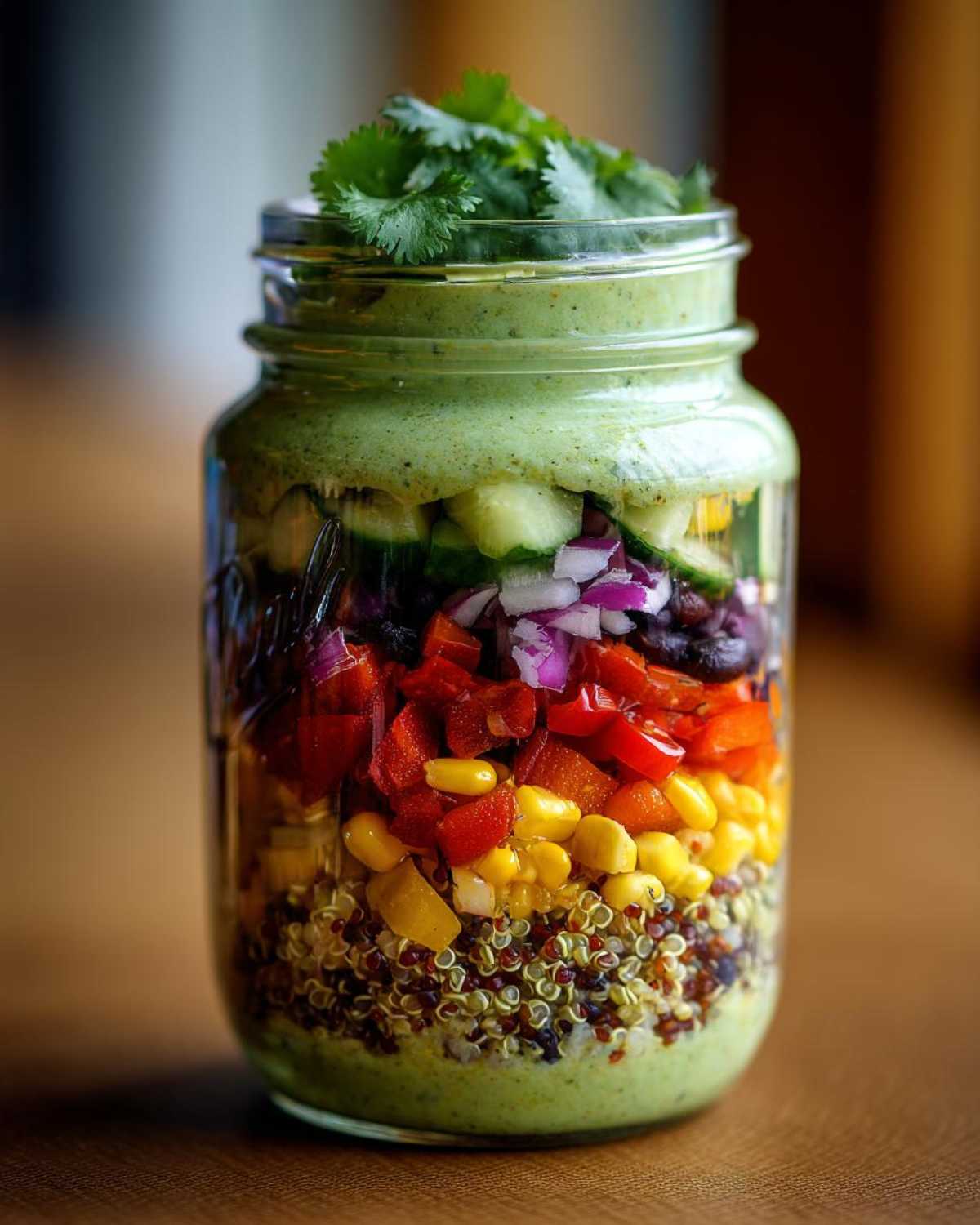 Mason Jar Rainbow Salad with Avocado Dressing - detail 1