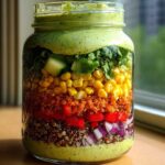Mason Jar Rainbow Salad with Avocado Dressing