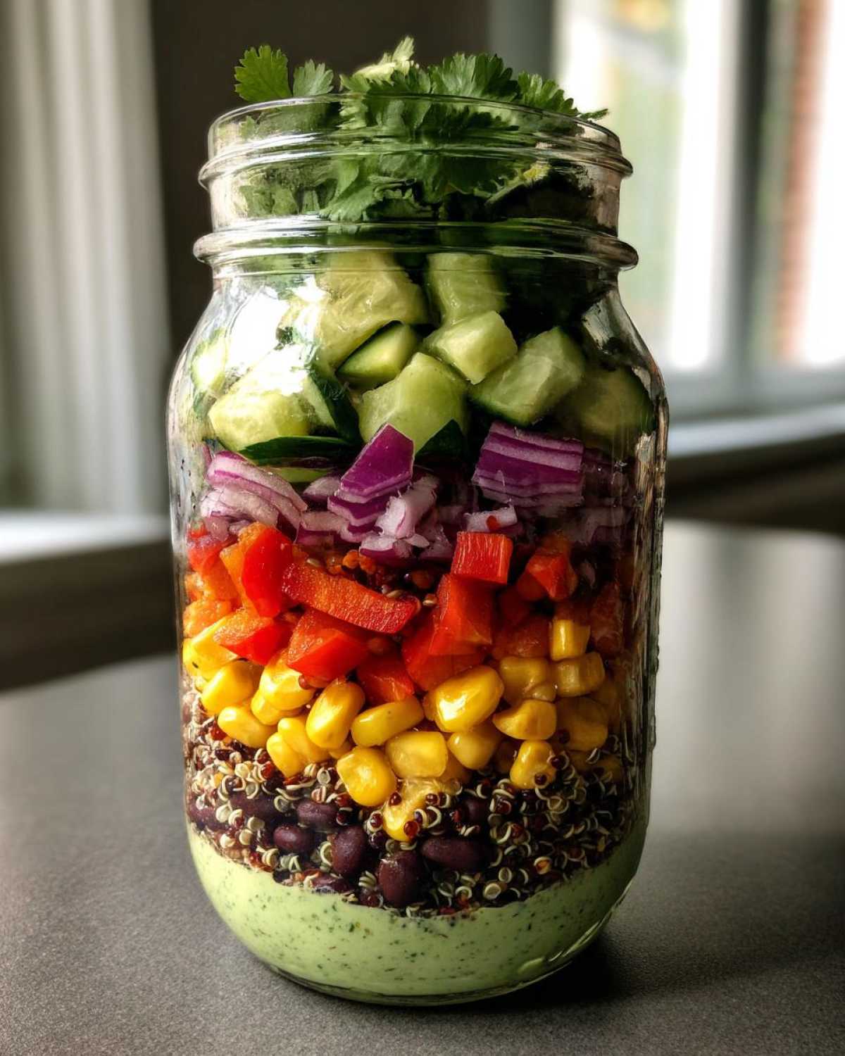 Mason Jar Rainbow Salad with Avocado Dressing - detail 2