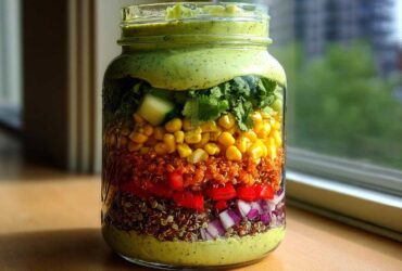 Mason Jar Rainbow Salad with Avocado Dressing