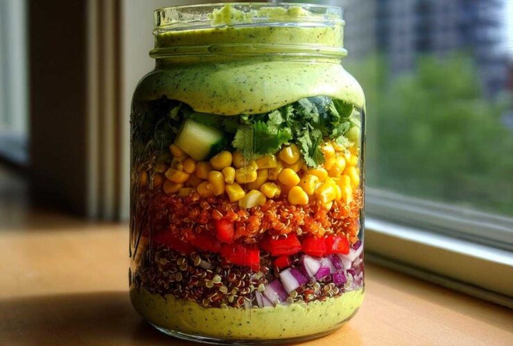 Mason Jar Rainbow Salad with Avocado Dressing