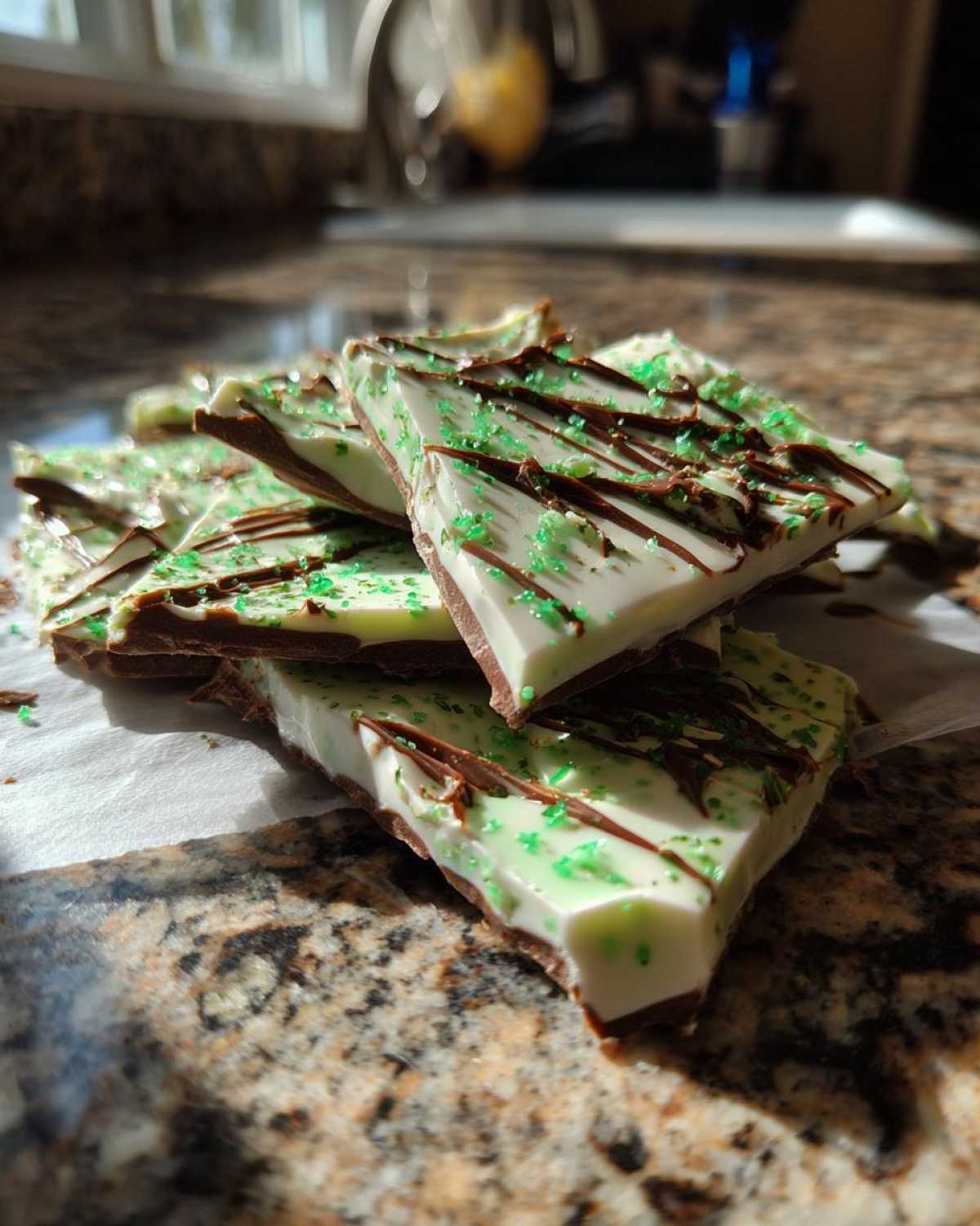 Mint Chocolate Leprechaun Bark - detail 3