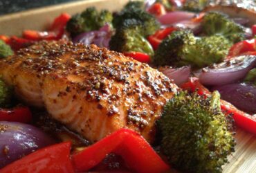 Sheet Pan Honey Mustard Salmon and Veggies