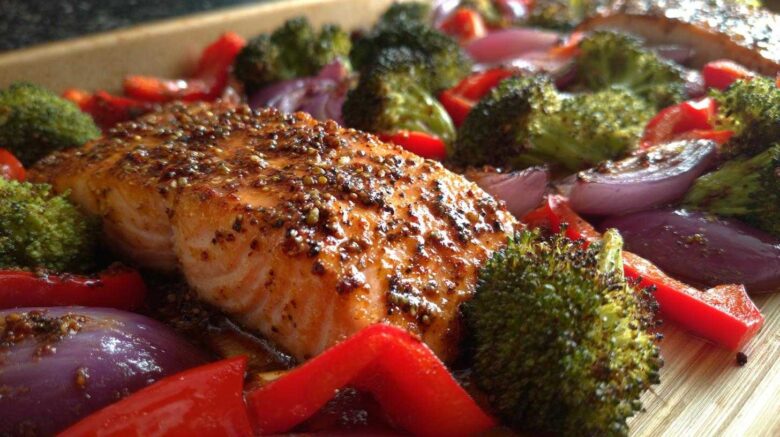 Sheet Pan Honey Mustard Salmon and Veggies
