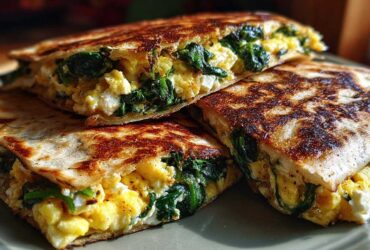 Spinach Feta Breakfast Quesadillas