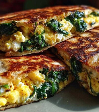 Spinach Feta Breakfast Quesadillas