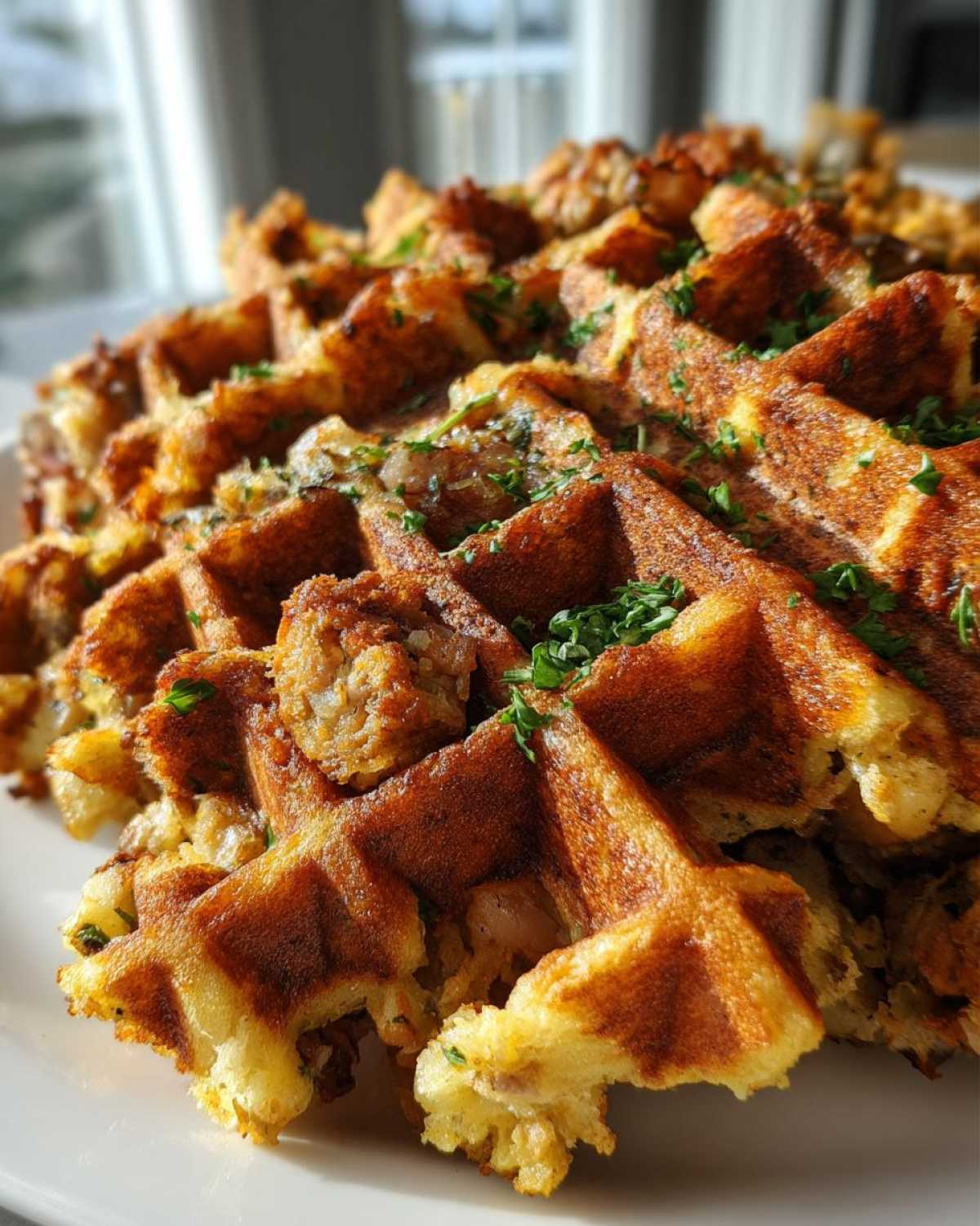 Thanksgiving Leftover Stuffing Waffles - detail 4
