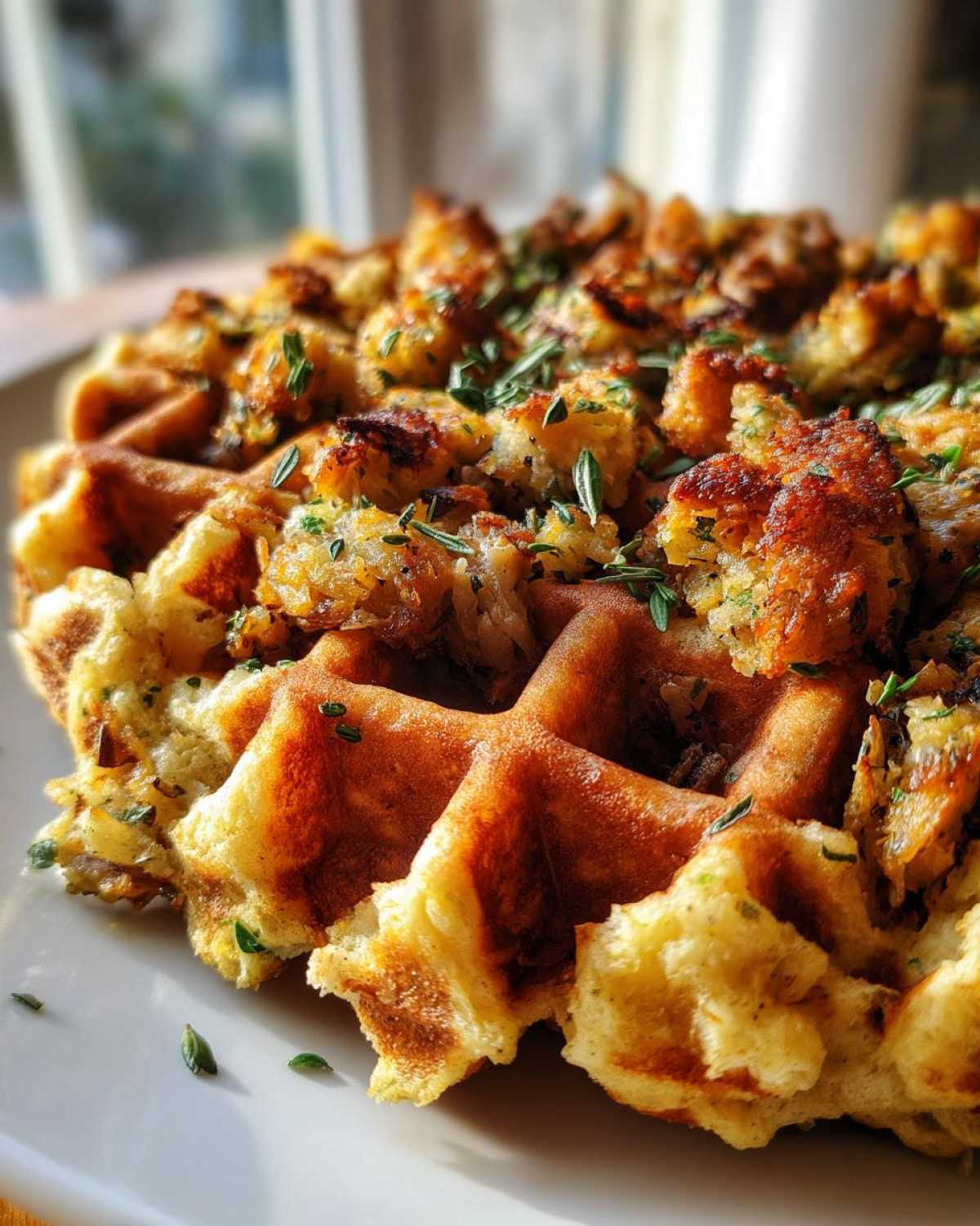 Thanksgiving Leftover Stuffing Waffles - detail 1