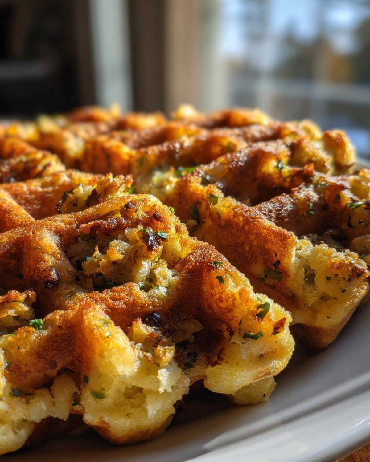 Thanksgiving Leftover Stuffing Waffles - detail 2