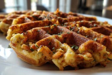 Thanksgiving Leftover Stuffing Waffles