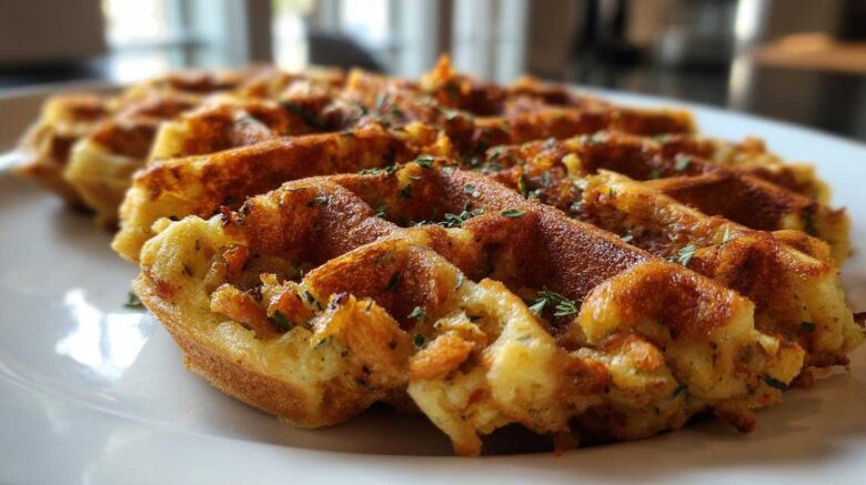 Thanksgiving Leftover Stuffing Waffles