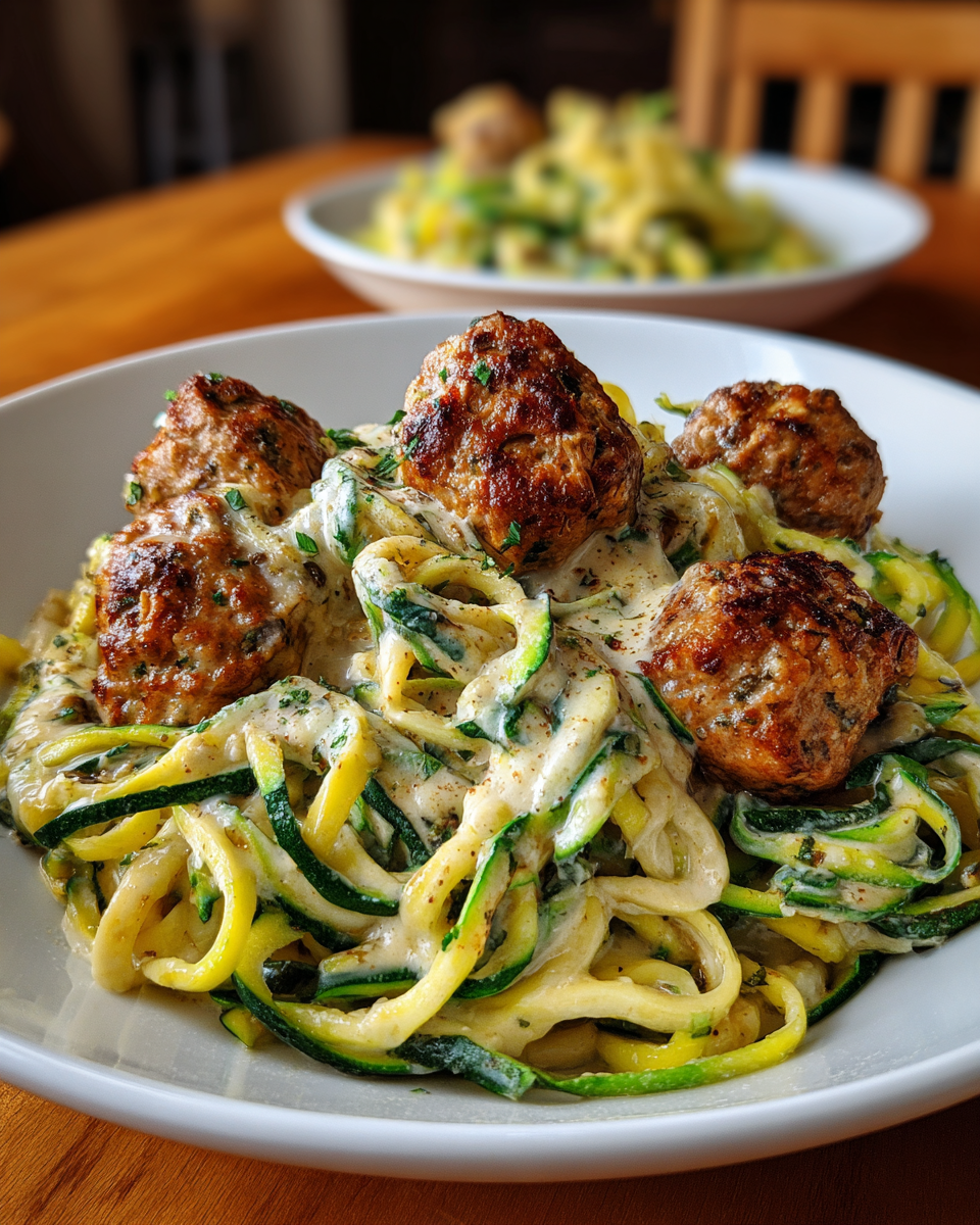 Turkey Meatball Zoodle Alfredo - detail 2