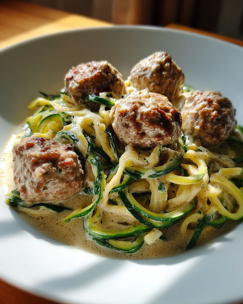 Turkey Meatball Zoodle Alfredo - detail 3