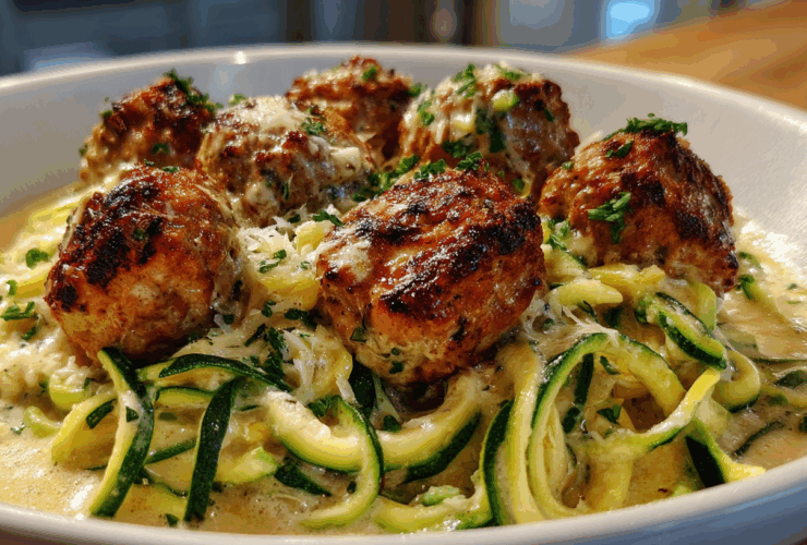 Turkey Meatball Zoodle Alfredo