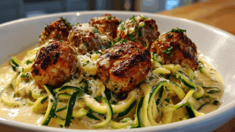 Turkey Meatball Zoodle Alfredo