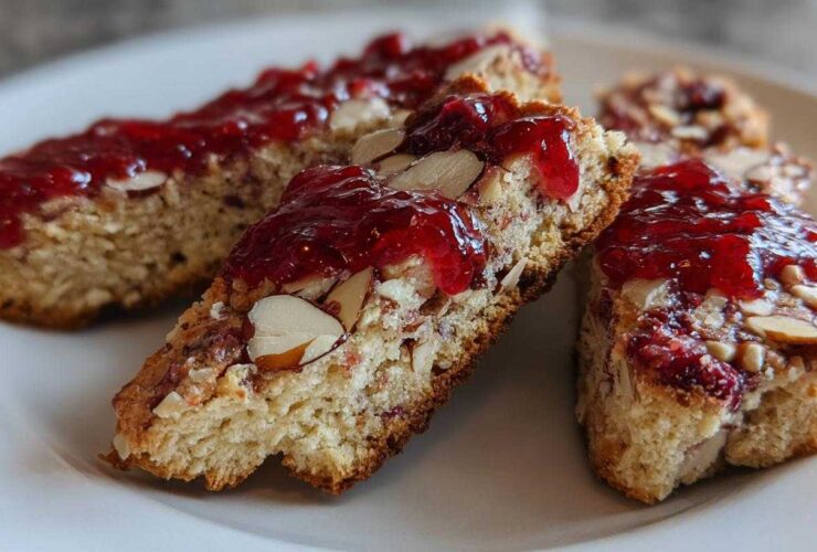 Almond Biscotti with Cranberry Glaze