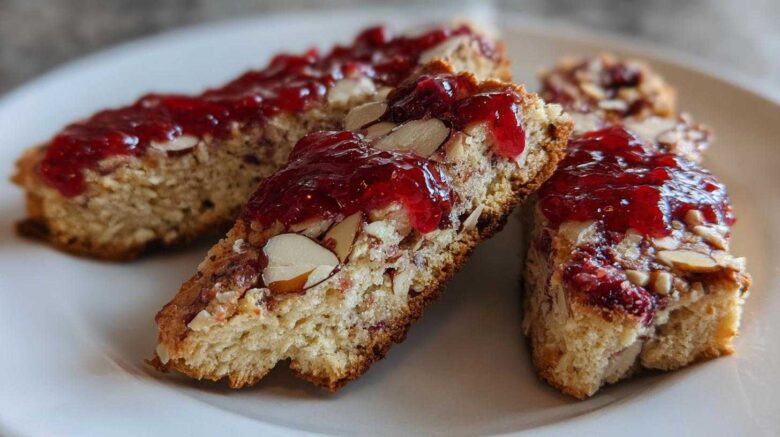 Almond Biscotti with Cranberry Glaze