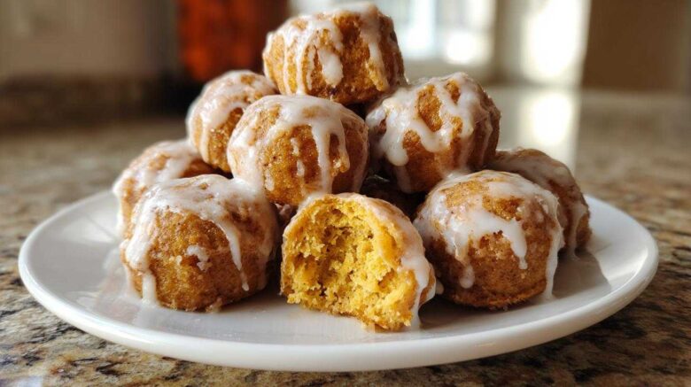 Baked Pumpkin Donut Holes with Glaze