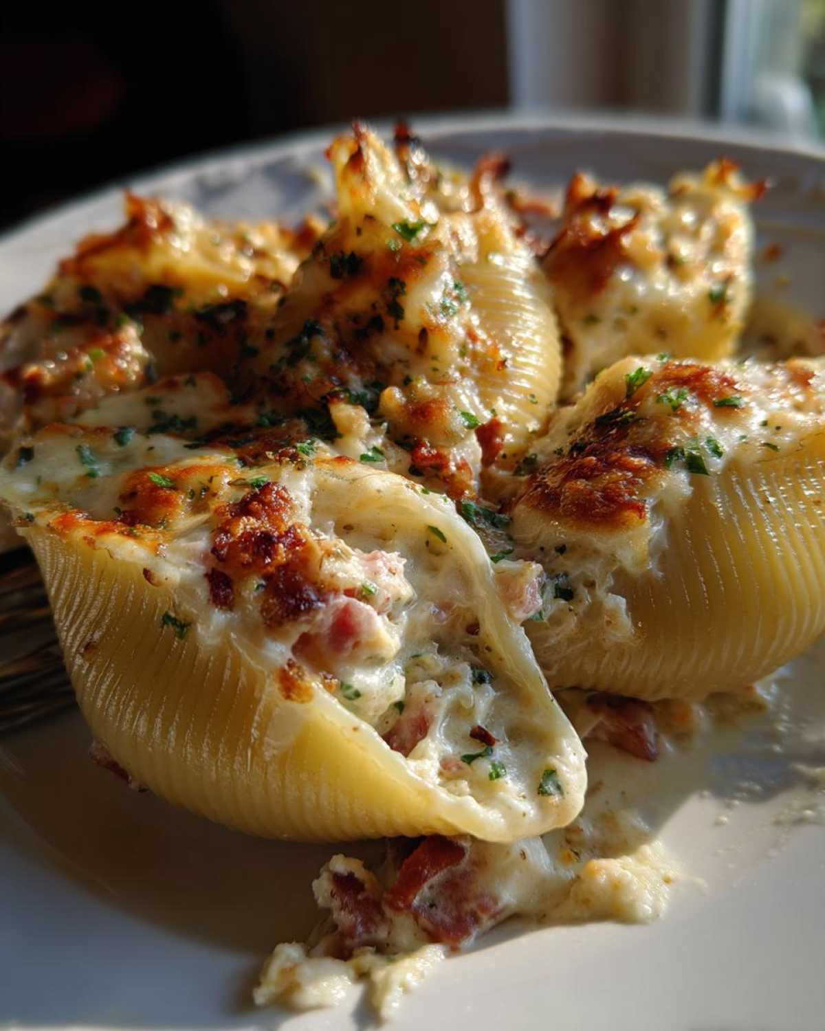 Baked Spaghetti Carbonara Stuffed Shells - detail 1
