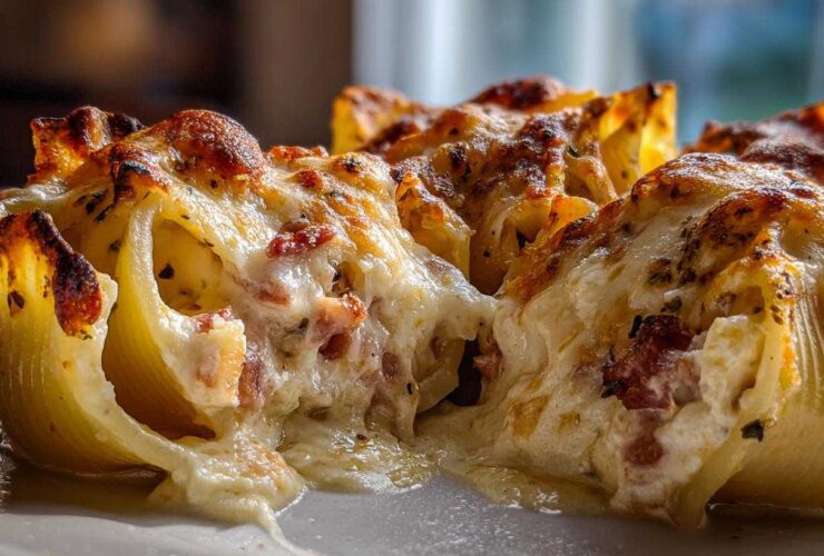 Baked Spaghetti Carbonara Stuffed Shells