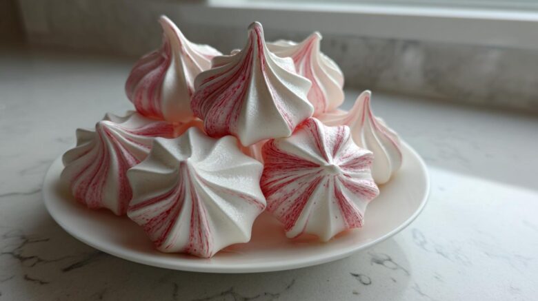 Candy Cane Meringue Kisses