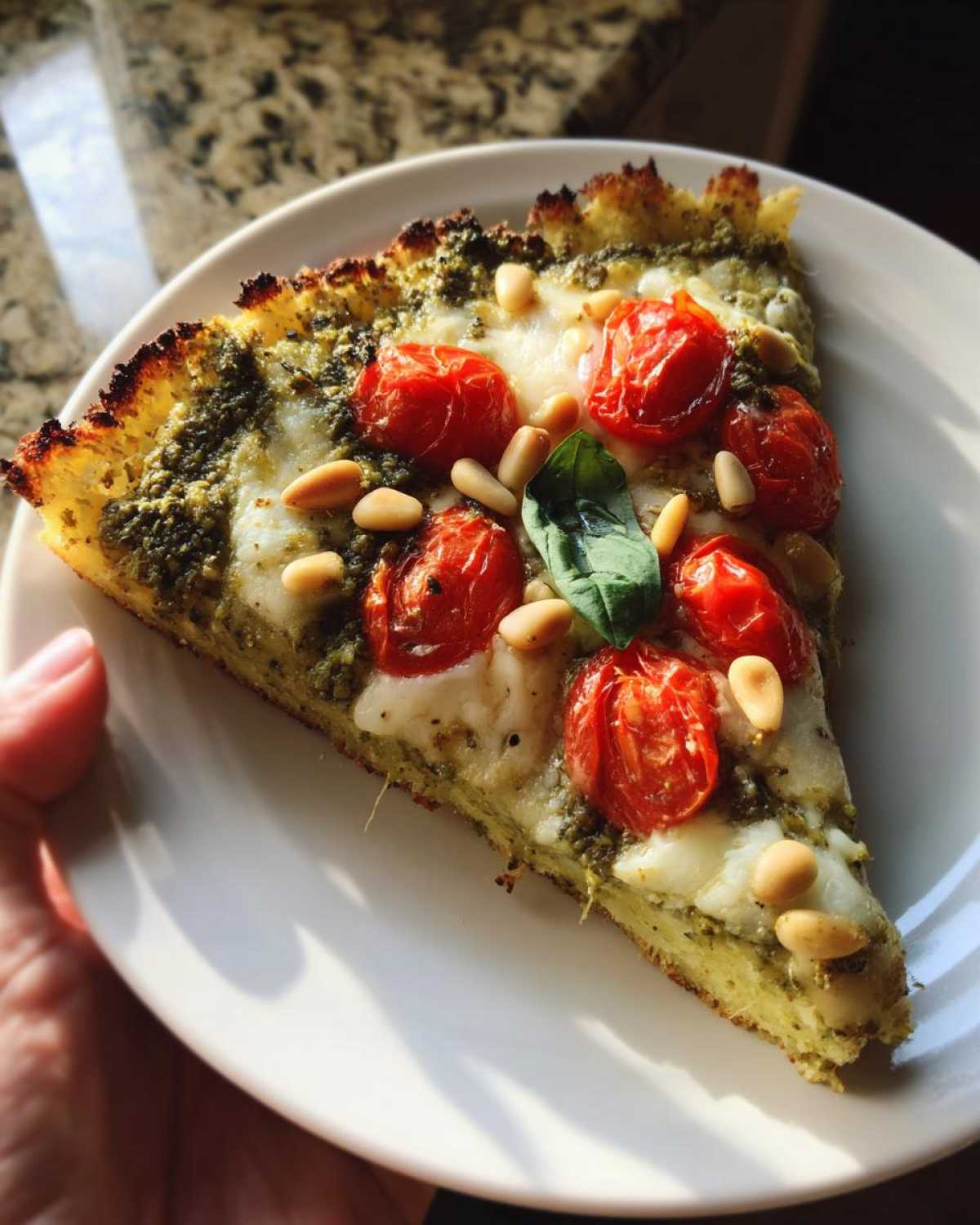 Cauliflower Crust Pesto Pizza - detail 1