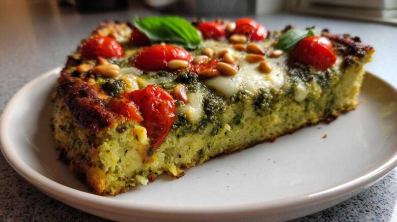 Cauliflower Crust Pesto Pizza