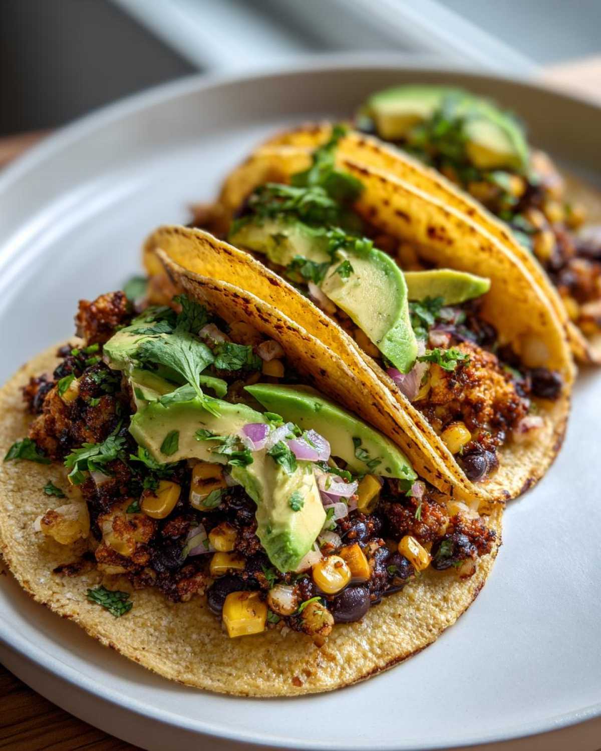 Cauliflower Tortilla Black Bean Tacos - detail 3