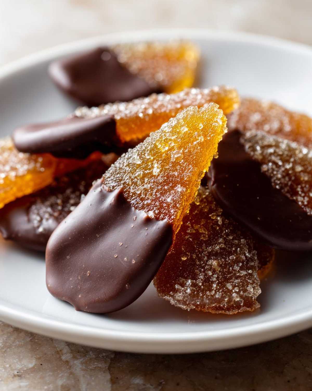 Chocolate-Dipped Candied Ginger Slices - detail 2