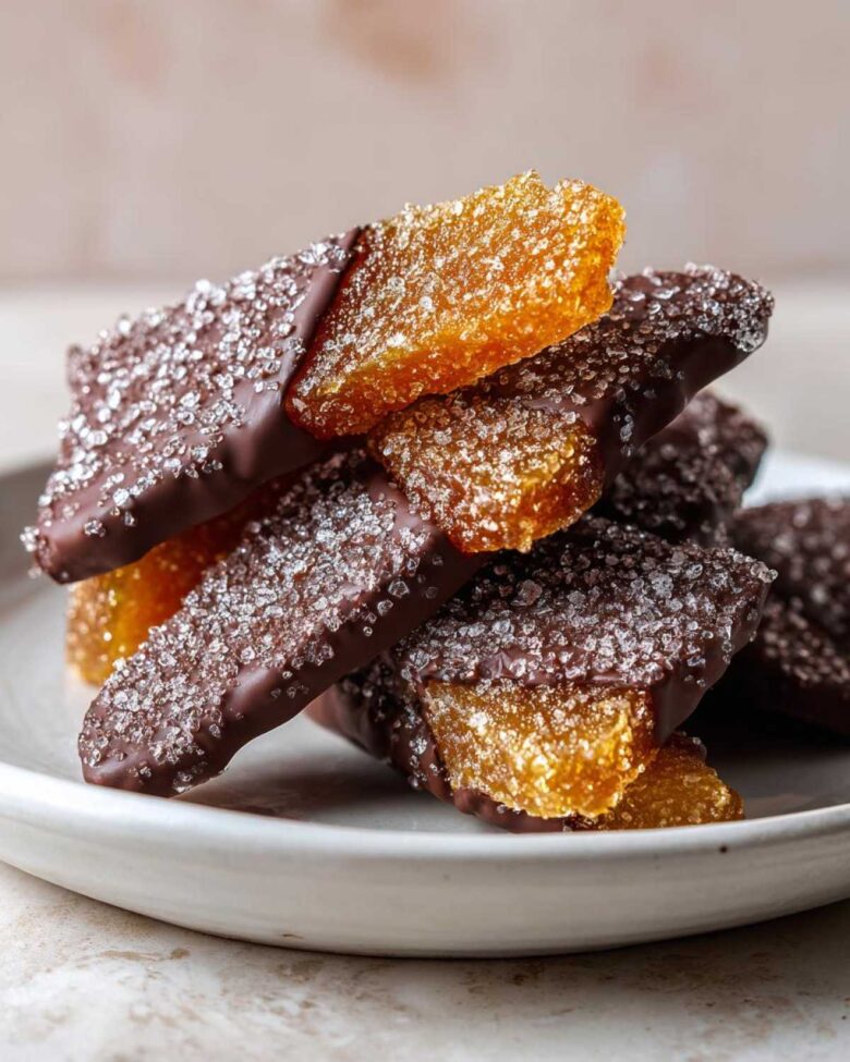 Chocolate-Dipped Candied Ginger Slices