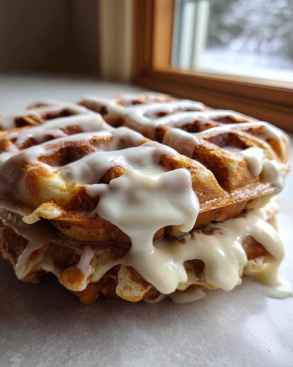Cinnamon Roll Waffles with Cream Cheese Icing - detail 1