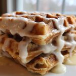 Cinnamon Roll Waffles with Cream Cheese Icing