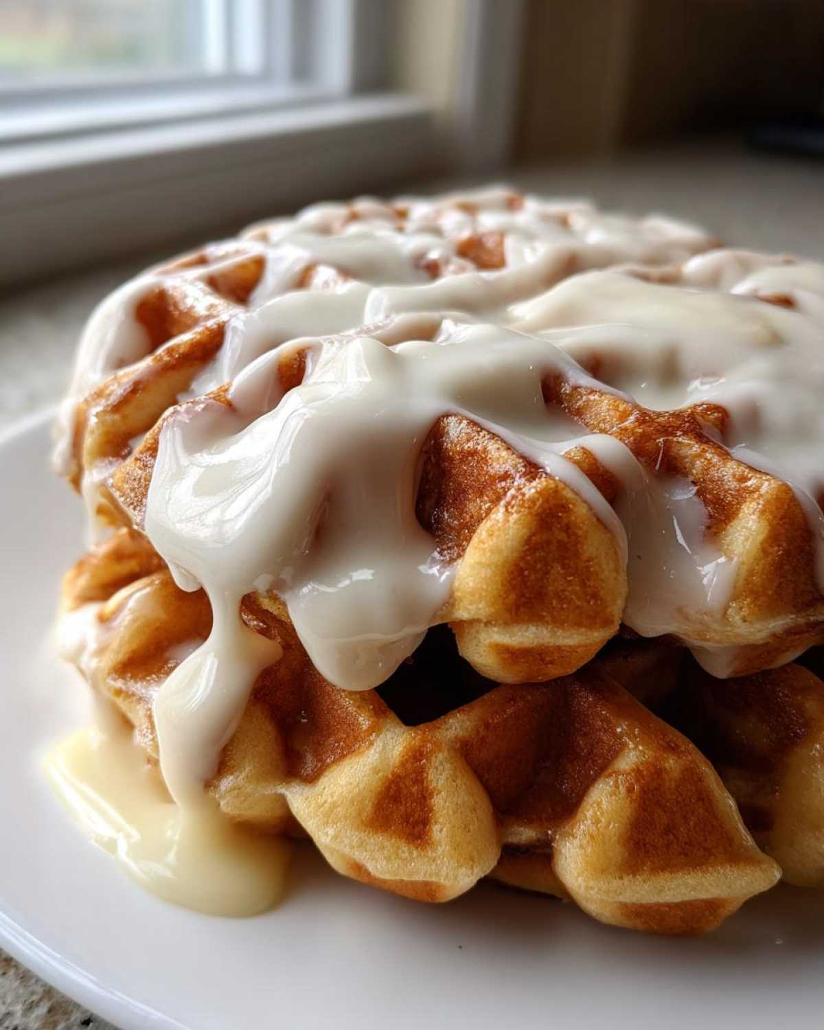 Cinnamon Roll Waffles with Cream Cheese Icing - detail 2