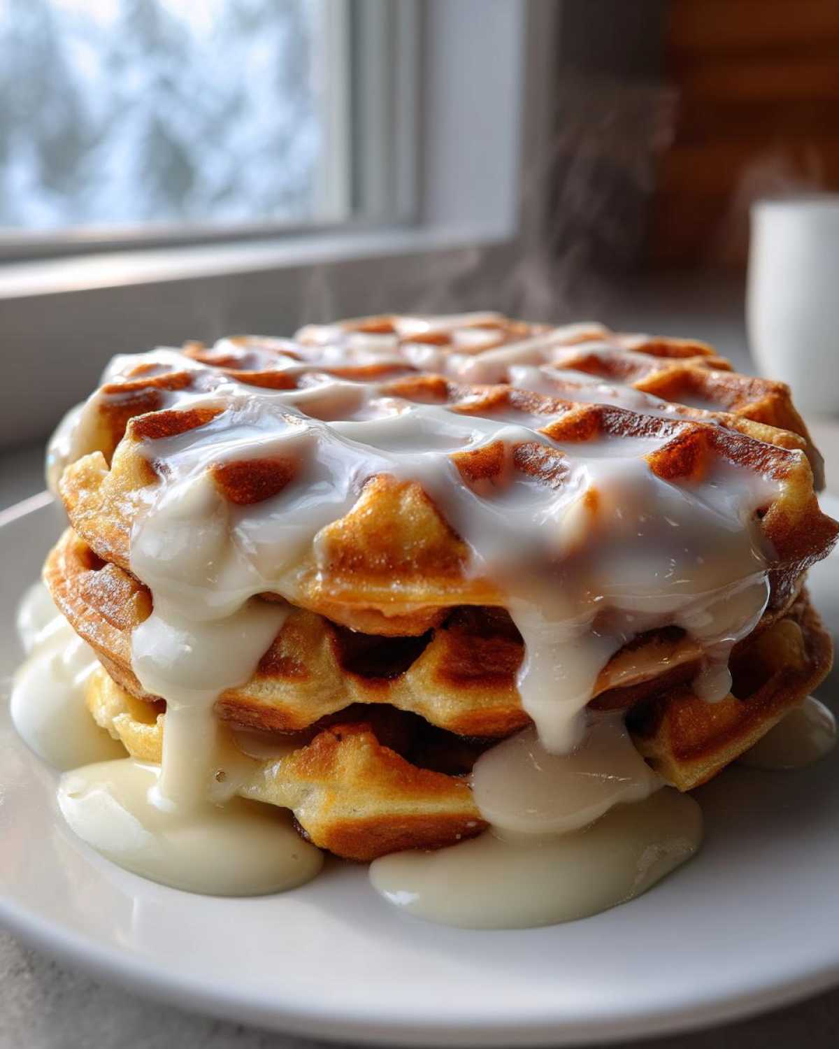 Cinnamon Roll Waffles with Cream Cheese Icing - detail 3