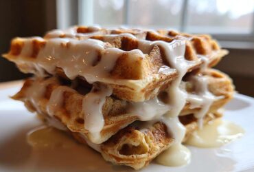 Cinnamon Roll Waffles with Cream Cheese Icing