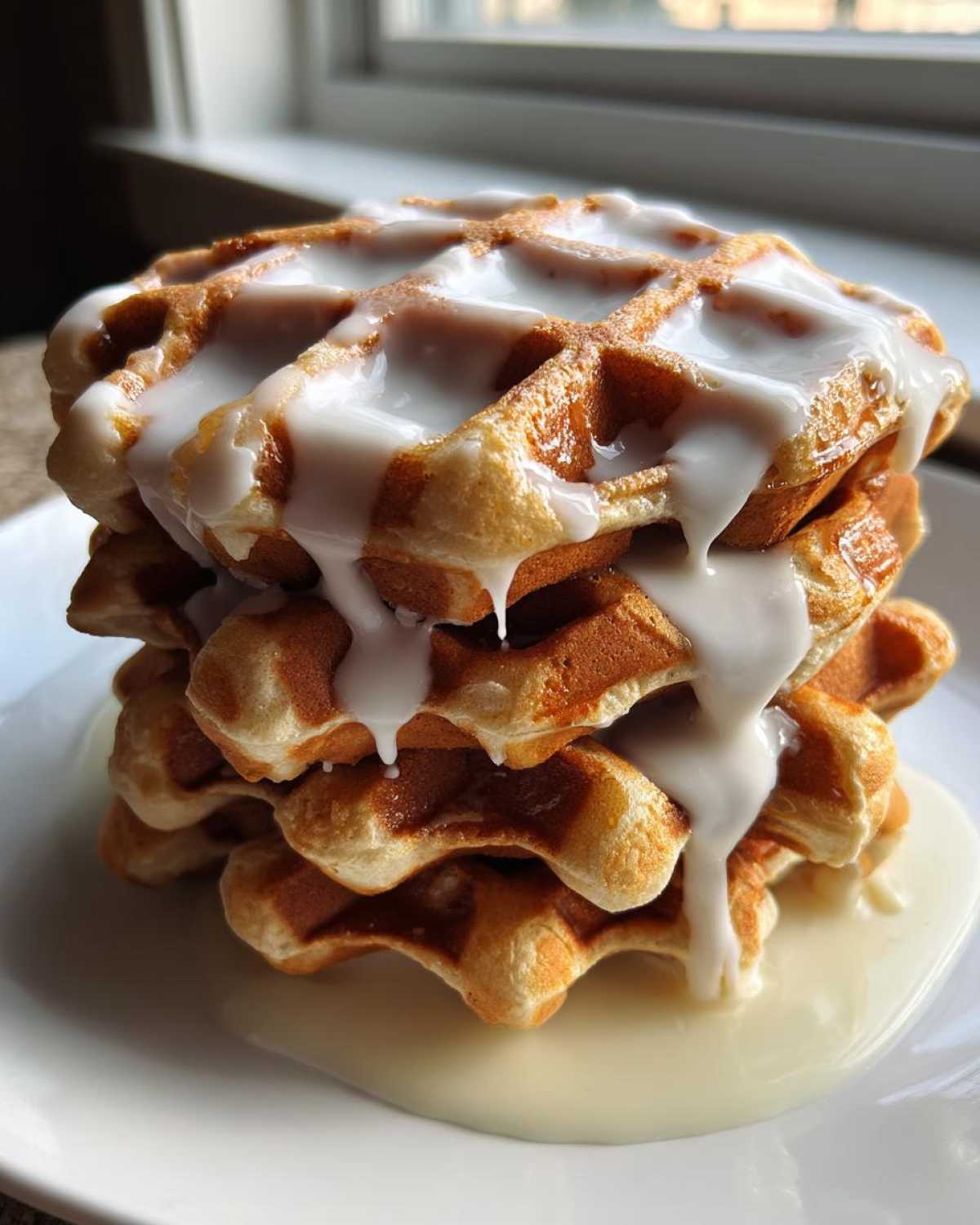 Cinnamon Roll Waffles with Cream Cheese Icing - detail 4