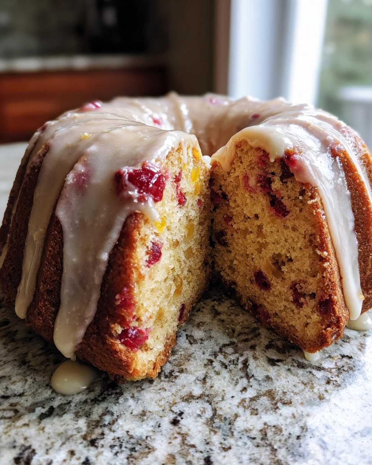 Cranberry Orange Bundt Cake with Maple Glaze - detail 1